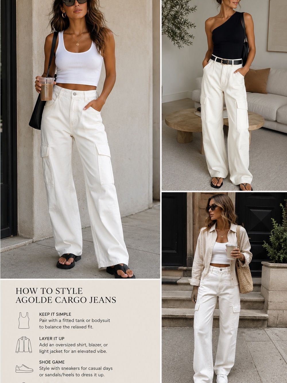 AGOLDE White Cargo Wide Leg Jeans High Rise Utility Denim Size 23